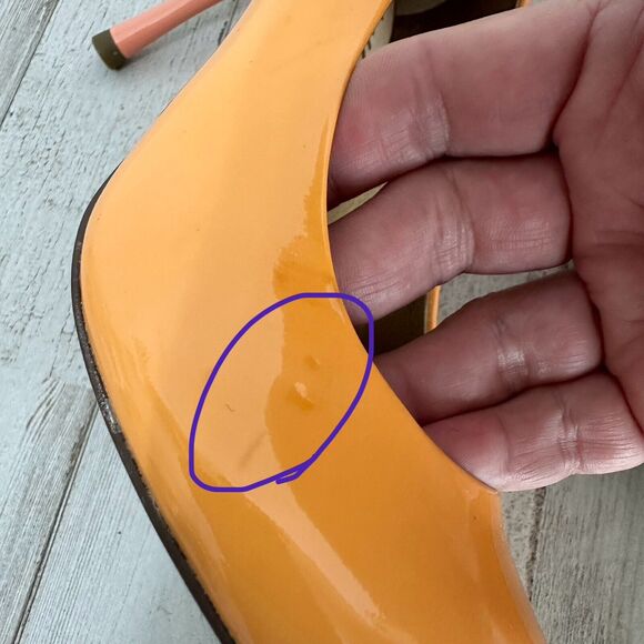 SAM EDELMAN Camdyn Peach Patent Leather Pumps Stiletto Heels Shoes 9M Summer EUC - Picture 3 of 12